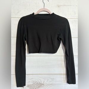 Black mock neck crop top